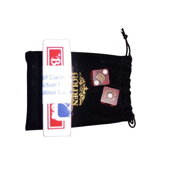 Vintage Golden Nugget Casino Dice & Playing Cards with Black Drawstring Bag – La - Picture 4 of 4